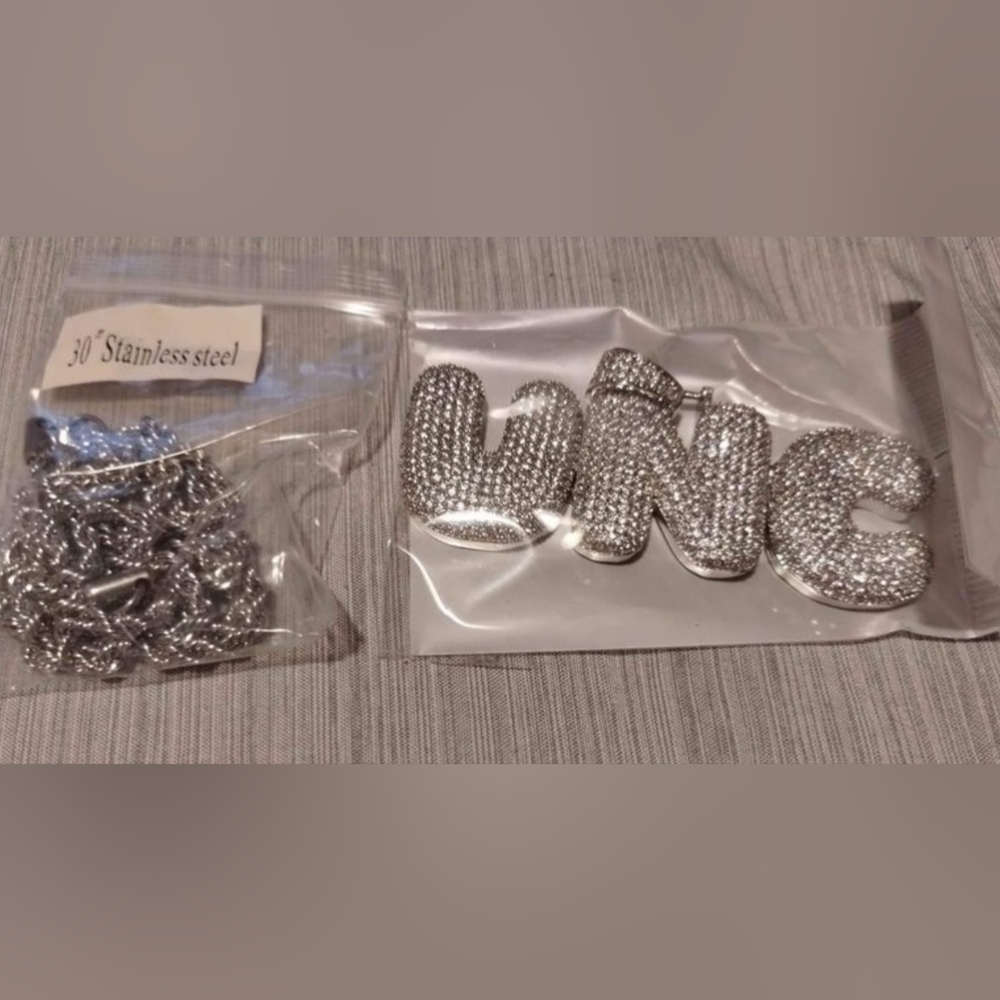 Iceclique Bubble Letter Pendant "UNC" w/ 30" Stainless Steel Chain